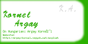 kornel argay business card